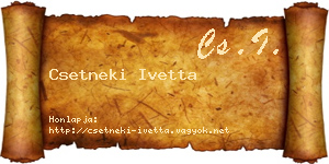 Csetneki Ivetta névjegykártya